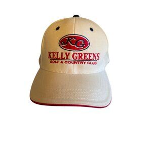 Kelly Greens Golf & Country Club Imperial Cap 100% Cotton White & Red Adjustable